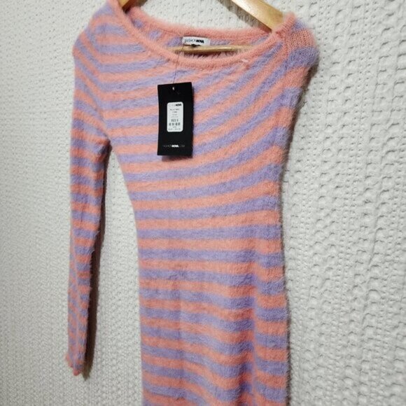 Fashion Nova Bel Air Babe Bodycon Dress Pink/Lavender Stripe Size Small - Picture 9 of 10